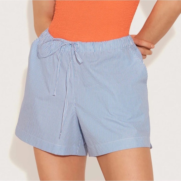 Hunza G Striped Cotton Shorts - Blue + White - Size S/M